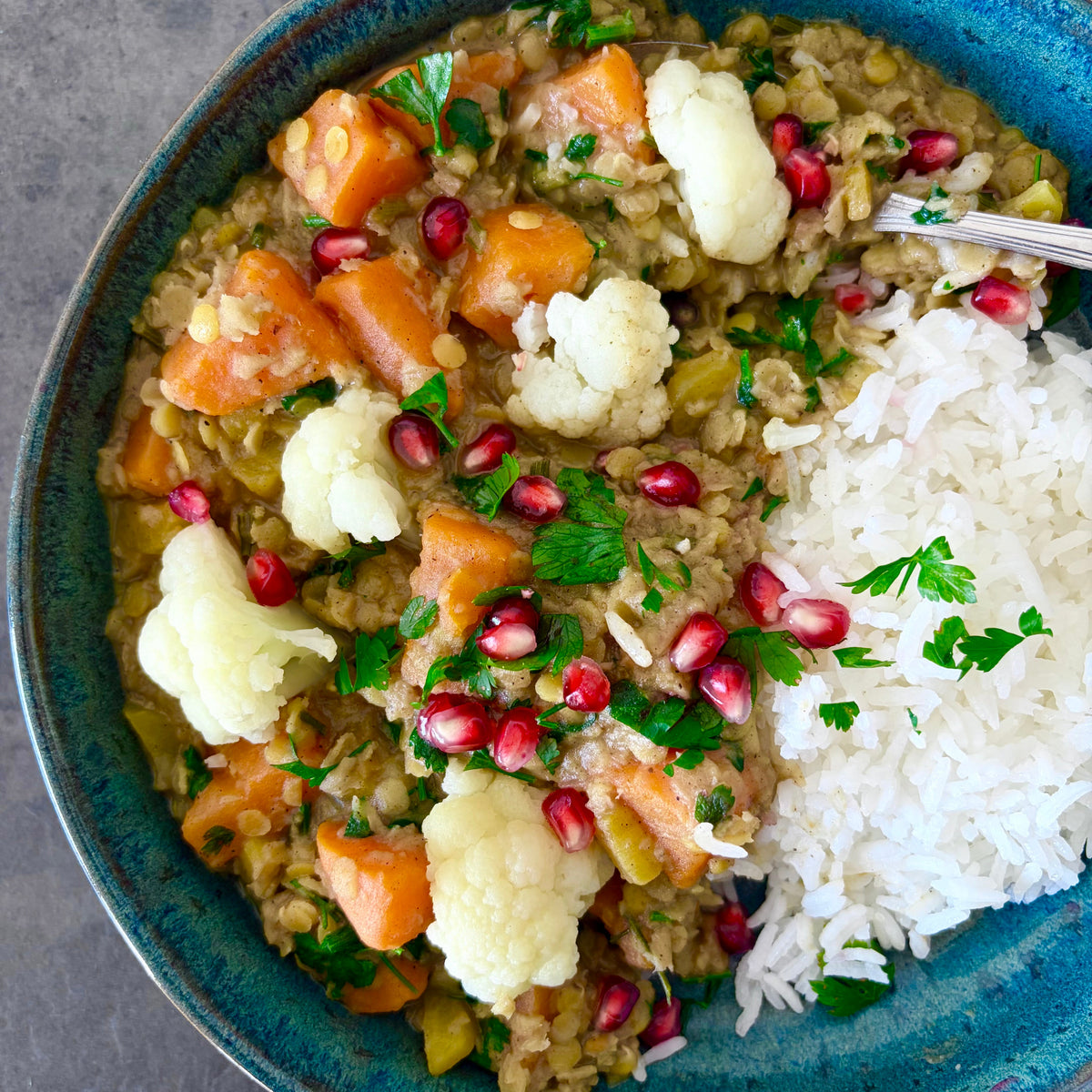 Blumenkohl Dal mit Granatapfel